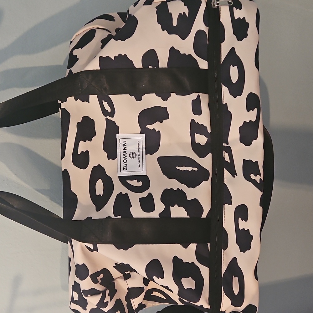 Black and White Animal Print Duffel Bag - Picture 2 of 9